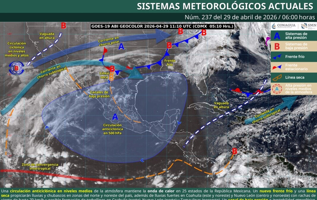 Pronóstico del clima en Quintana Roo para hoy miércoles 29 de abril 2026