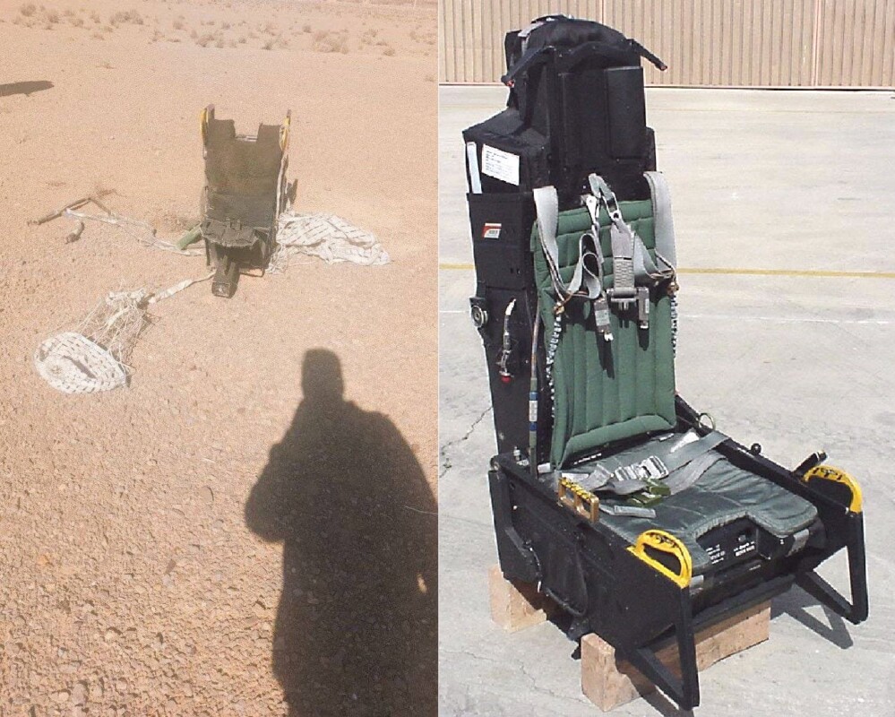 Asiento eyectable de un avión F-15E Strike Eagle de la Fuerza Aérea de EU fue encontrado por residentes del sur de Irán. Autoridades iraníes ofrecen recompensa a quien capture vivo o muerto a los pilotos.