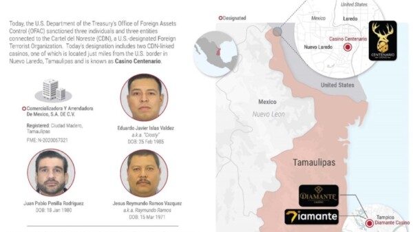 Sancionan a red de casinos ligada al Cártel del Noreste