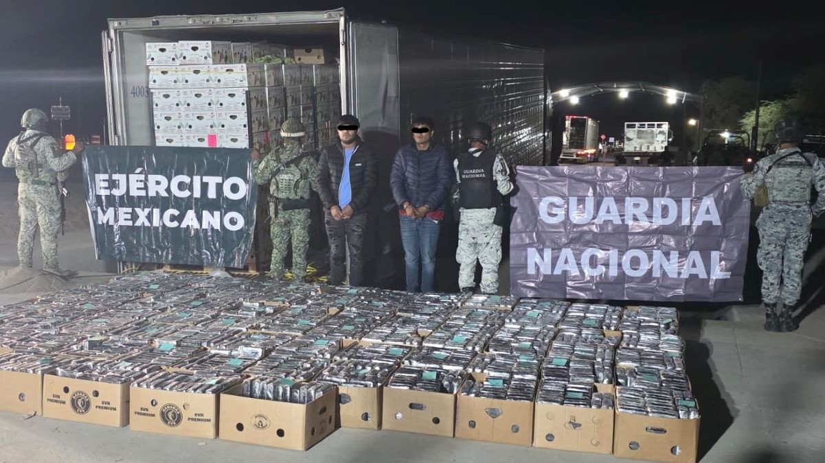 Aseguran casi dos toneladas de cocaína en retén en Sonora; hay dos detenidos