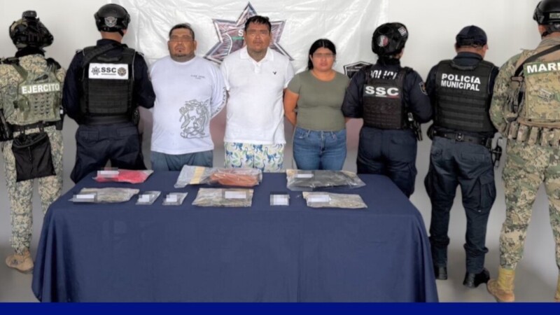 Trío de narcomenudista es detenido en la carretera Costera Sur de Cozumel