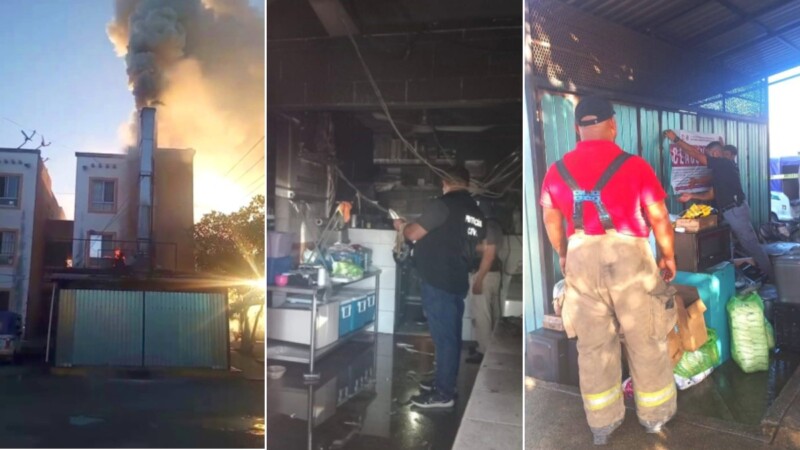 Moviliza a cuerpos de emergencia un incendio en una pollería en Villas Otoch Paraíso