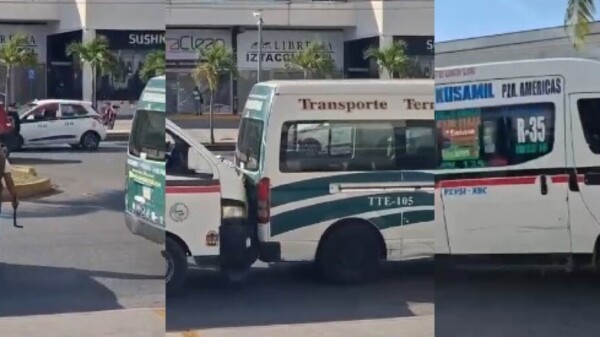Pleito entre transportistas en Cancún genera indignación de usuarios
