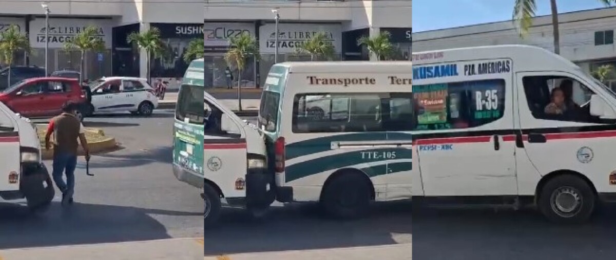 Pleito entre transportistas en Cancún genera indignación de usuarios
