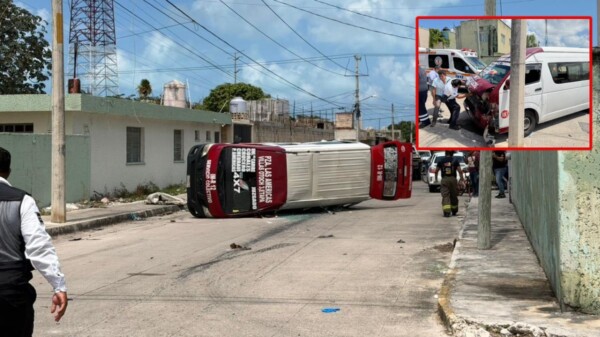 Choque de dos combis ’rojas' deja 10 pasajeros lesionados en la Supermanzana 76 de Cancún
