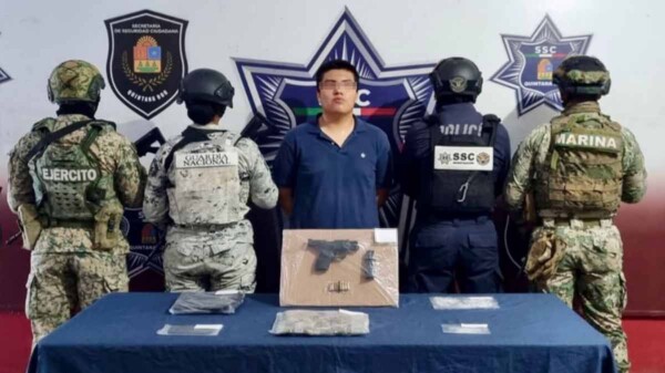 Autoridades capturan en Cancún a sujeto con arma de fuego y drogas