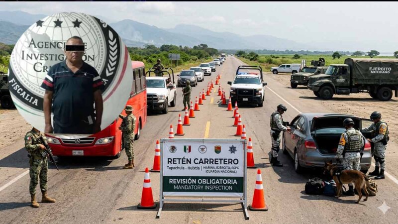 Cae en retén de Chiapas ex militar con armas ilegales