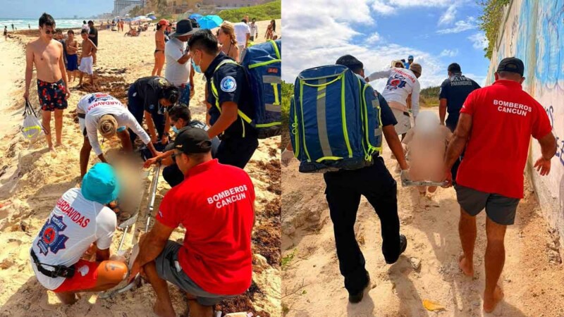 Fallido héroe es resctado de morir ahogado en playa de Cancún este viernes santo