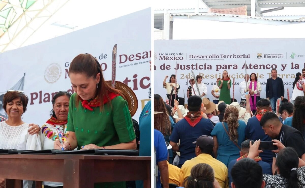La presidenta Claudia Sheinbaum Pardo en Plan de Justicia para Atenco y la Montaña. 2da Restitución de Tierras. 