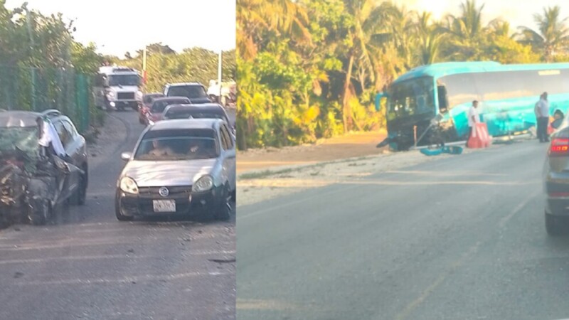 Fatal choque entre autobús y camioneta en la carretera Punta Sam–Isla Blanca