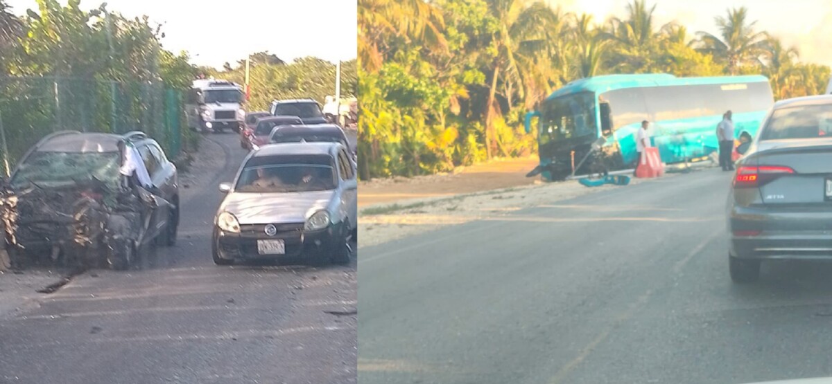 Fatal choque entre autobús y camioneta en la carretera Punta Sam–Isla Blanca