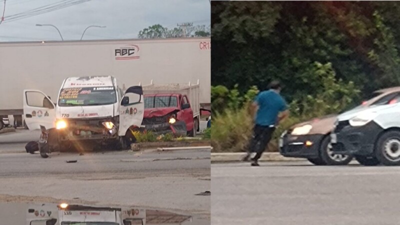 Chofer de combi en Cancún provoca accidente y huye