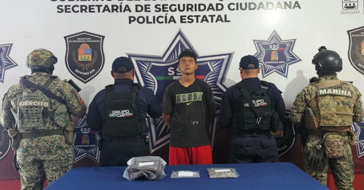 Aseguran a un sujeto por delitos contra la salud en la Supermanzana 66 de Cancún