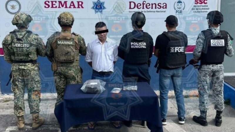 Detienen a hombre por delitos contra la salud en la Sm 260 de Cancún; lo investigan por 30 robos a comercios