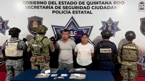 Capturan a pareja con presuntas drogas en la Supermanzana 77 de Cancún