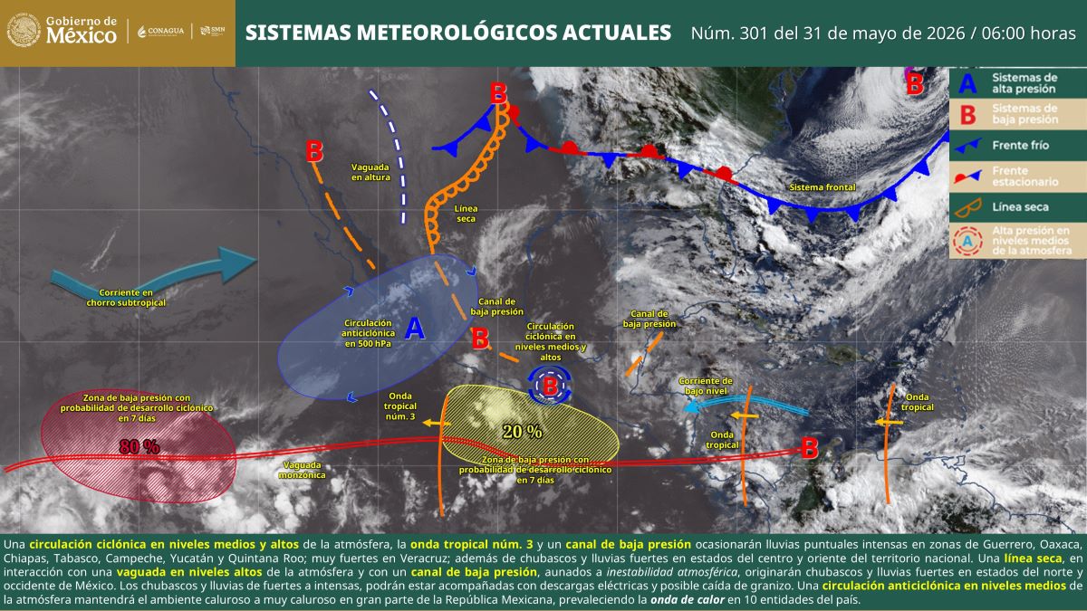 Pronóstico del clima en Quintana Roo para hoy domingo 31 de mayo 2026