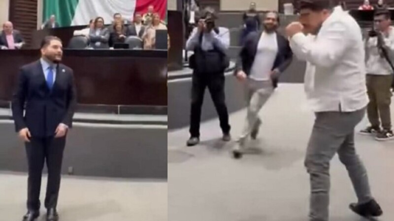Reta diputado priísta a morenista a golpes en la Cámara baja