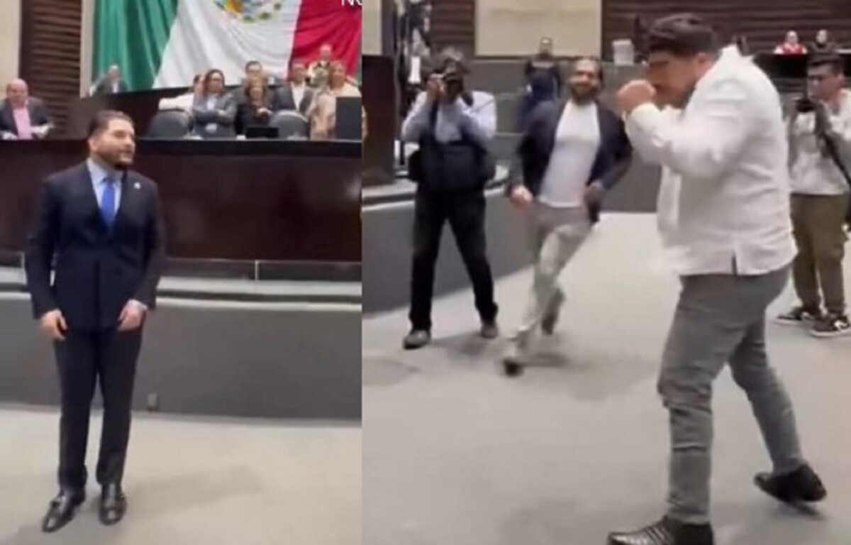 Reta diputado priísta a morenista a golpes en la Cámara baja
