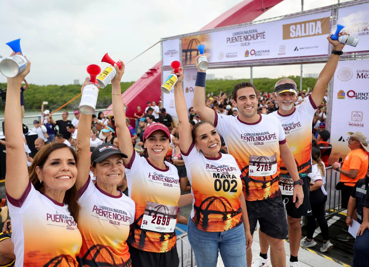 Miles de cancunenses celebran apertura del Puente Vehicular Nichupté con carrera conmemorativa