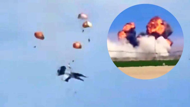 Choque de aviones militares en pleno vuelo interrumpe show aéreo en EE.UU.