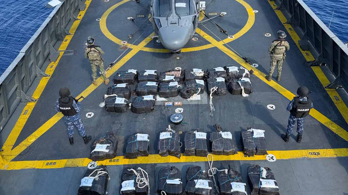Operativos navales dejan aseguramiento de 63 bultos con aparente cocaína en México