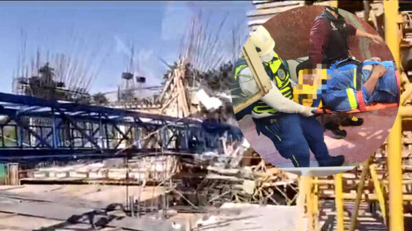 Grúa se desploma en construcción de CDMX y lesiona a cinco trabajadores