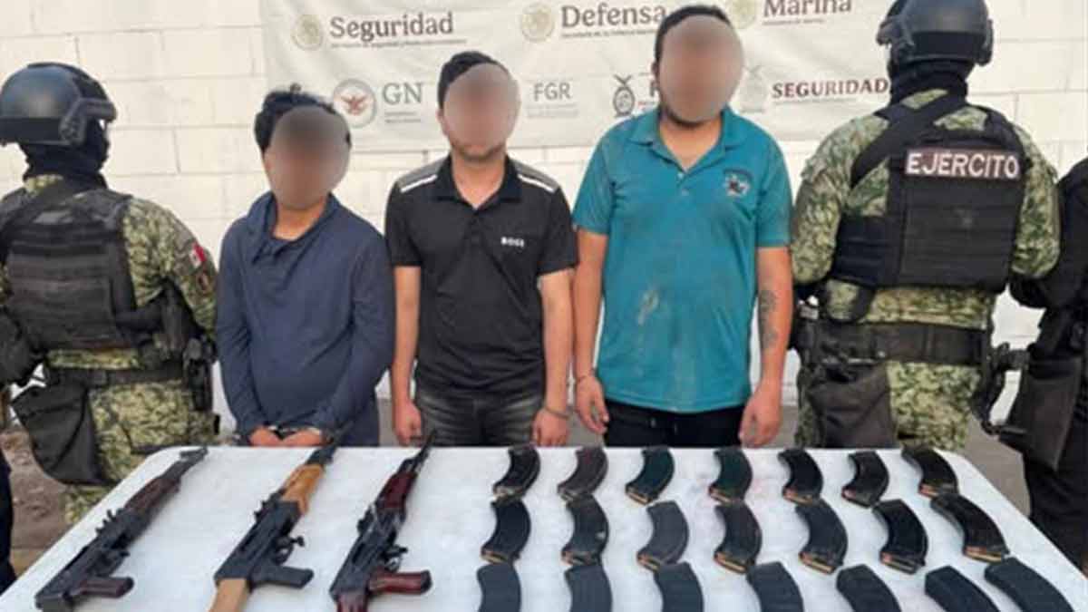 Detienen a tres sujetos fuertemente armados tras ataque a elementos de la GN en Sinaloa