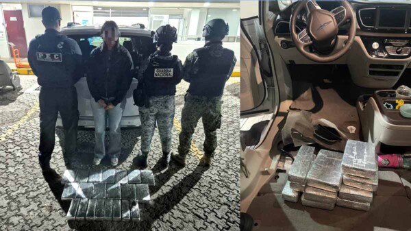 Detienen a "mula gabacha" con 21 ladrillos de cocaína en Guanajuato