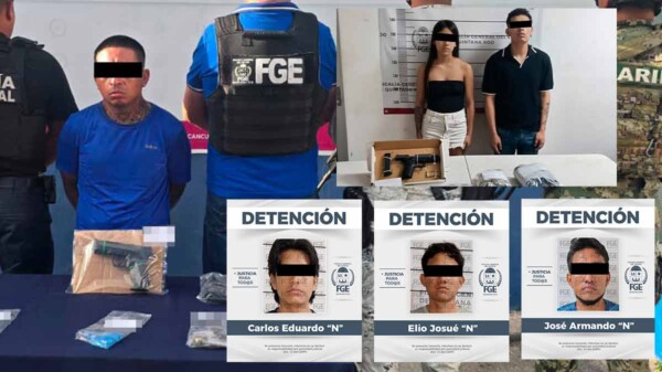Detienen a seis en Cancún; aseguran droga, cartuchos y arma de fuego