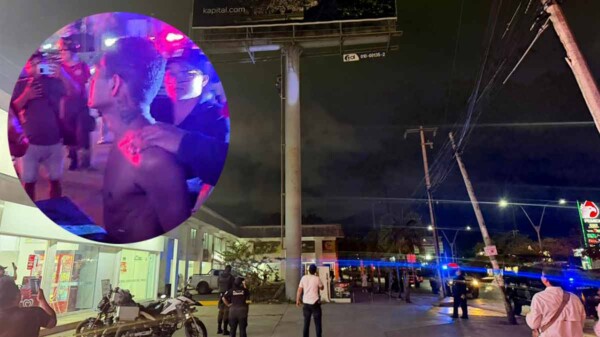 Indigente roba en una gasolinera de Cancún y huye subiendo a un anuncio espectacular