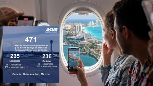 Aeropuerto de Cancún mantiene cifra de vuelos de anterior jornada sabatina
