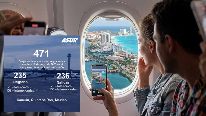 Aeropuerto de Cancún mantiene cifra de vuelos de anterior jornada sabatina