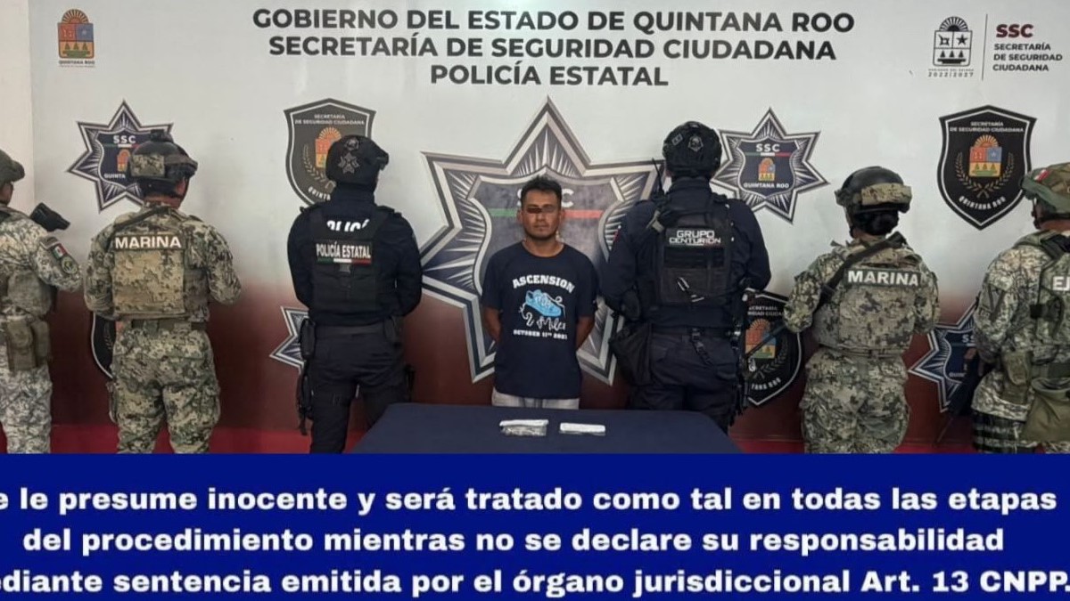 Detienen a hombre con presuntas dosis de marihuana y cocaína en Chetumal