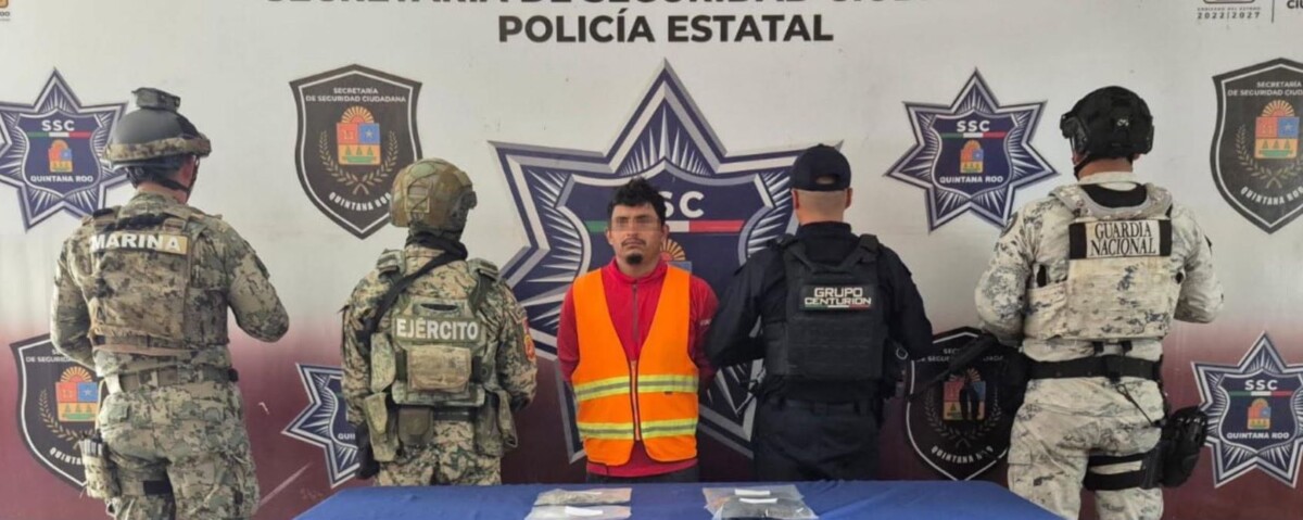 Detienen a hombre con enervantes en la carretera Puerto Morelos-Cancún