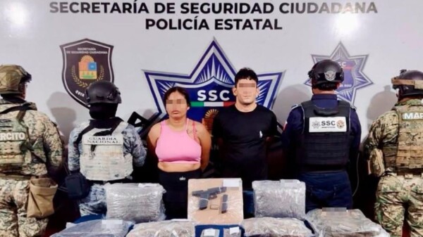 Detienen a pareja con presunta droga y un arma de fuego durante operativo en Cancún