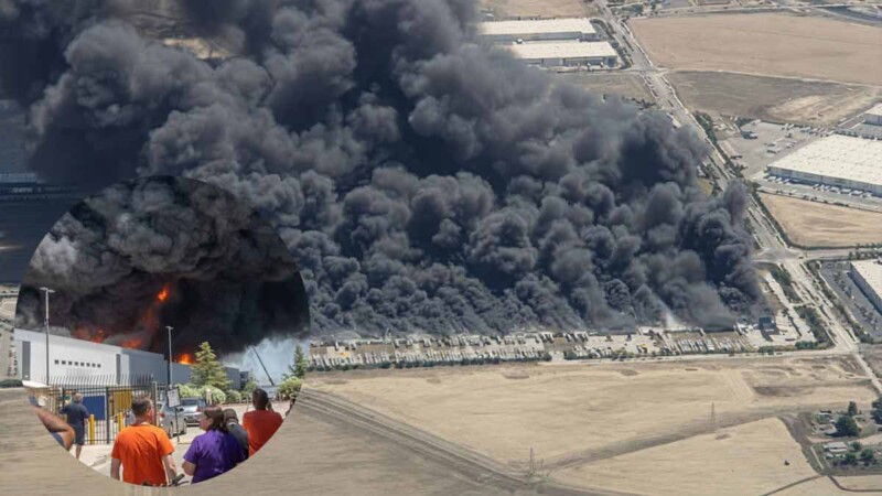 Incendio consume mega bodega de suministros médicos en California