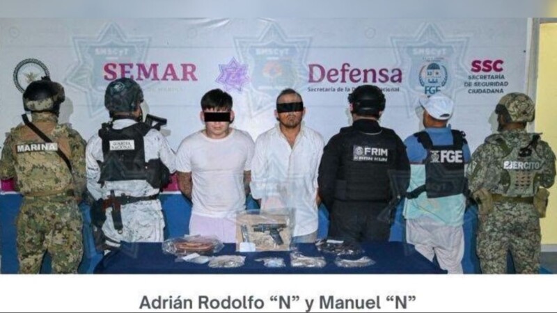 Detienen a dos sujetos con drogas y arma de fuego en la Supermanzana 260 de Cancún