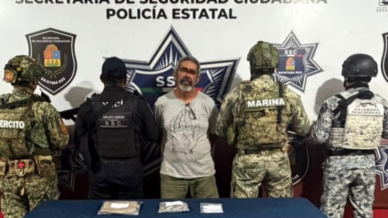 Capturan a hombre con presuntas dosis de marihuana y cristal en Cancún