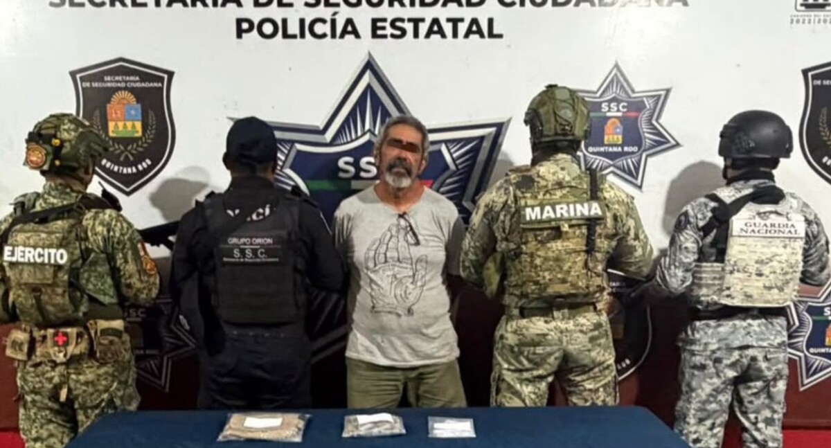 Capturan a hombre con presuntas dosis de marihuana y cristal en Cancún