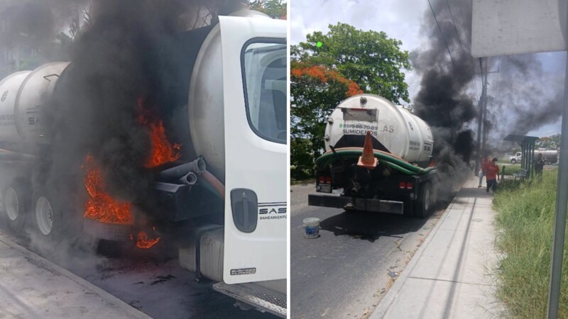 Controlan siniestro en pipa sobre el Periférico de Mérida; no hubo lesionados