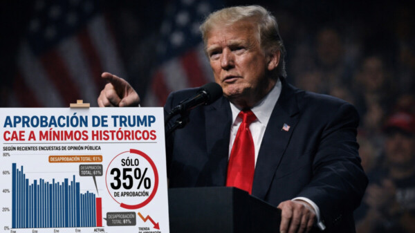 Cae aprobación de Trump a mínimos históricos, 35%