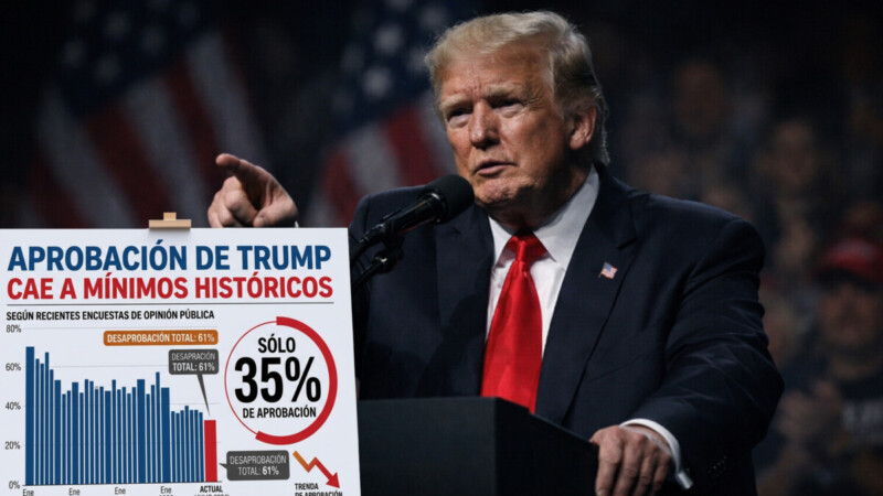 Cae aprobación de Trump a mínimos históricos, 35%