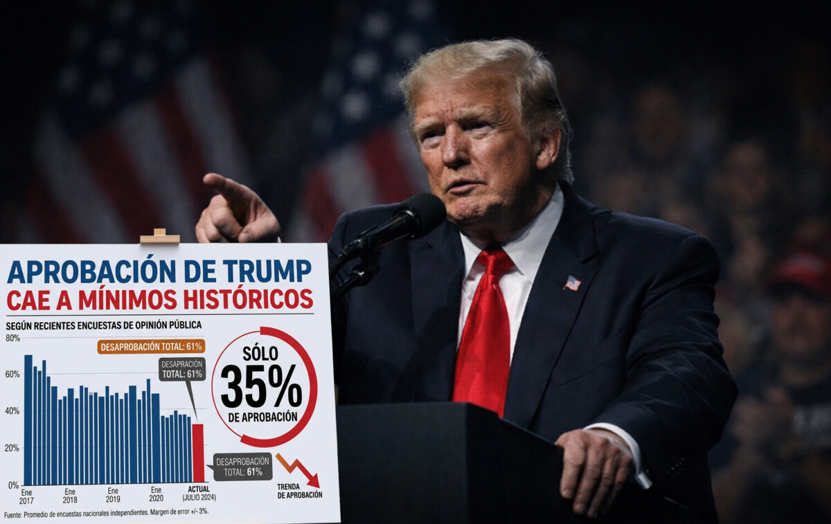 Cae aprobación de Trump a mínimos históricos, 35%