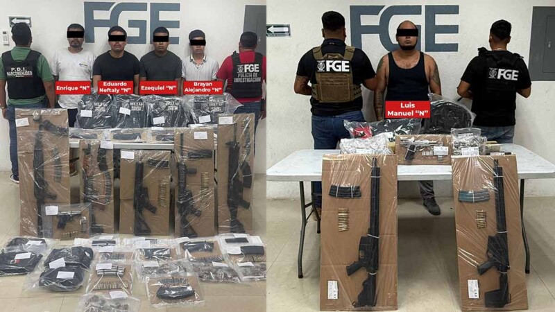 Decomisan arsenal y detienen a nueve hombres durante operativos en Quintana Roo