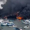 Voraz incendio arrasa con embarcaciones pesqueras en puerto de Ecuador