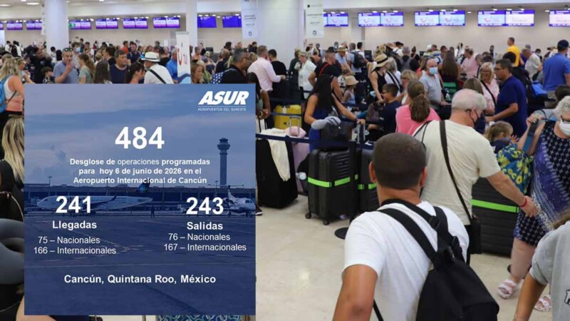 Aeropuerto de Cancún reporta alza moderada en actividad aérea sabatina