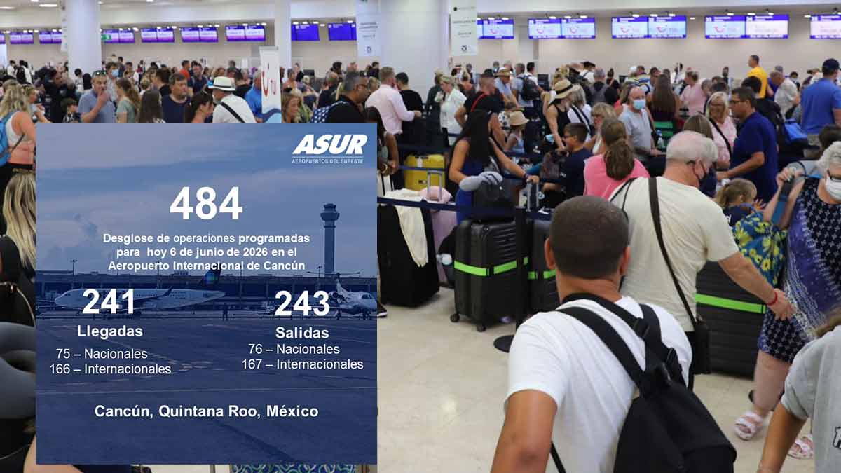 Aeropuerto de Cancún reporta alza moderada en actividad aérea sabatina