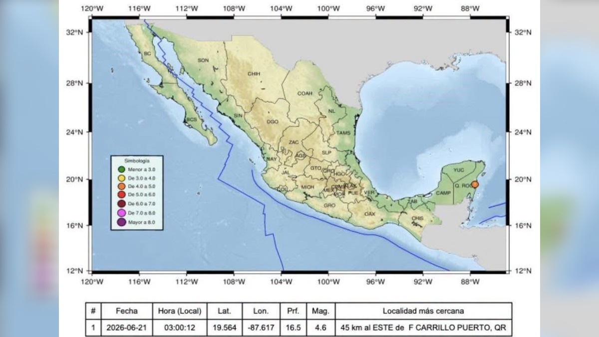 Nuevo sismo en Felipe Carrillo Puerto reaviva atención sobre actividad sísmica percibida en Quintana Roo