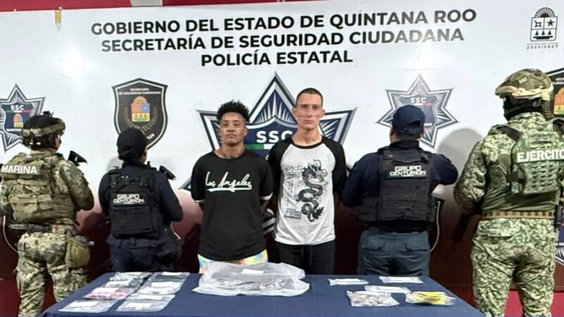 Capturan a dos hombres en Holbox por presuntos delitos contra la salud y violación a la Ley Federal de Armas de Fuego