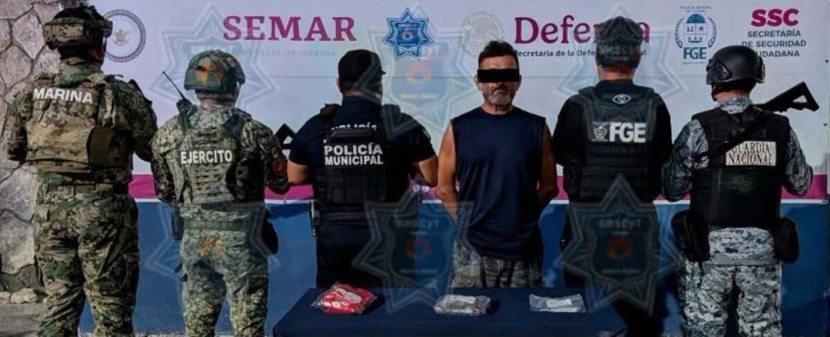 Detienen a hombre con presuntas sustancias ilícitas durante operativo en Cancún